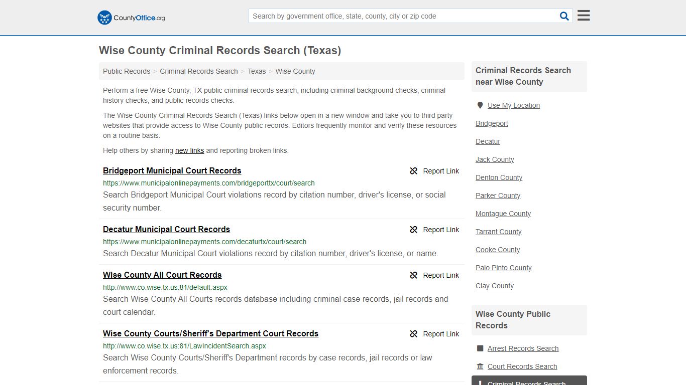 Wise County Criminal Records Search (Texas) - County Office